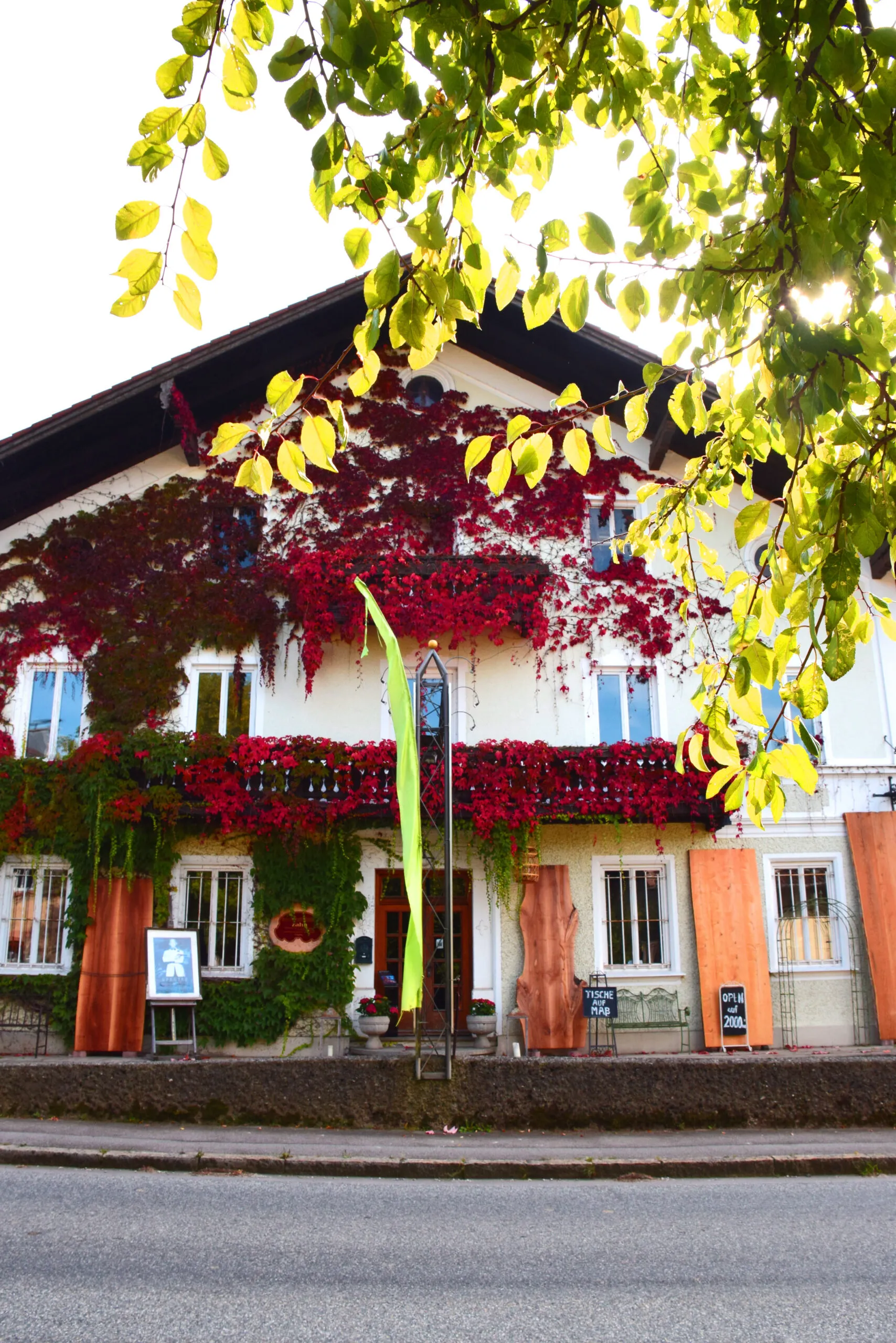 Antiquitäten Laden von der Straße aus zu sehen, neben der Tischwerkstatt